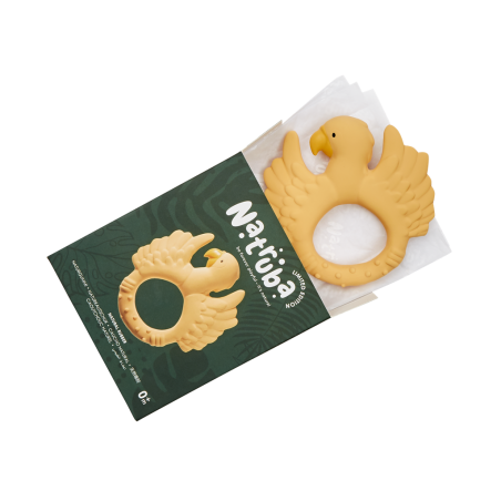 Anneau de dentition | Perroquet Jaune par Natruba dans sa boite ouverte Anneau de dentition | Perroquet Jaune par Natruba dans sa boite ouverte