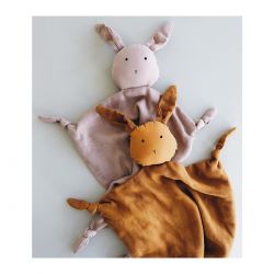 Doudou Lange en coton bio | Lapin Rose
