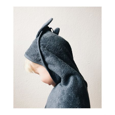 Grande cape de bain en coton bio | Lapin bleu Grande cape de bain en coton bio | Lapin bleu