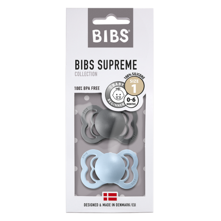 2 Tétines Bibs Supreme Taille 1 | Fer et bleu - Bibs 2 Tétines Bibs Supreme Taille 1 | Fer et bleu - Bibs
