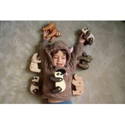 Rhinocéros en bois articulé