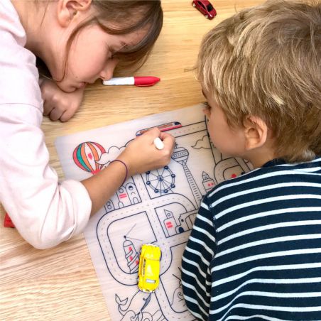 Set en silicone à colorier Circuit avec enfants Set en silicone à colorier Circuit avec enfants