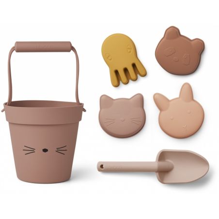 Set de plage en silicone | Chat rose et jaune Set de plage en silicone | Chat rose et jaune