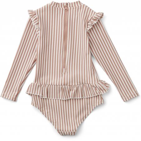 Maillot de bain avec manches | Rose corail par Liewood vue de dos