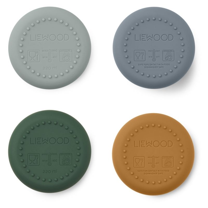 Lot de 4 verres en silicone | Dino blue multi mix par Liewood vue de dessous