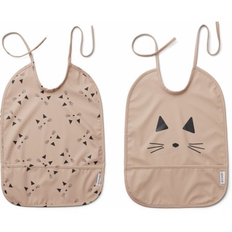 Lot de 2 Bavoirs imperméables | Chat Rose par Liewood