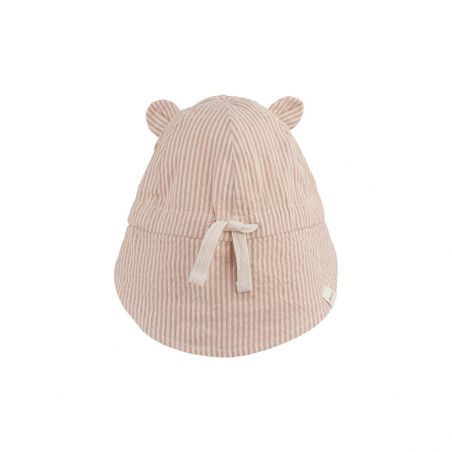 Chapeau de soleil avec oreilles de couleur Rose rayé par Liewood vu de dos Chapeau de soleil avec oreilles de couleur Rose rayé par Liewood vu de dos