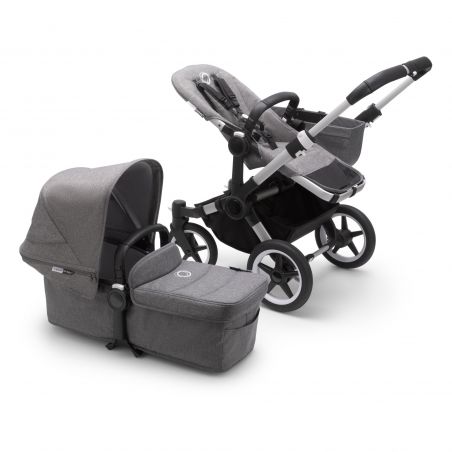 Poussette naissance et 2e âge Donkey 3 Mono | Gris chiné & Aluminium