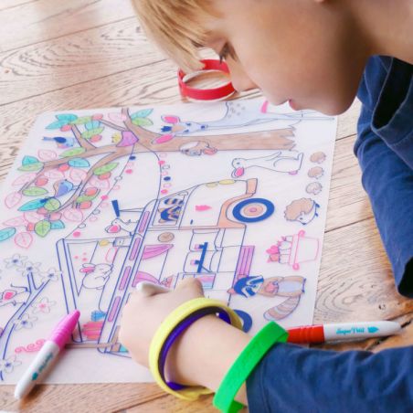 Set en silicone à colorier Dream Van avec enfant Set en silicone à colorier Dream Van avec enfant
