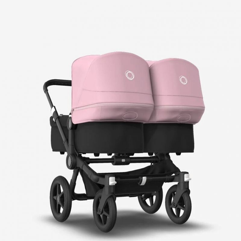 Poussette Donkey 3 Twin noire et capote rose double nacelle par Bugaboo