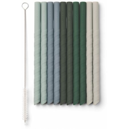 10 pailles en silicone Multi couleurs Vert avec goupillon par Liewood 10 pailles en silicone Multi couleurs Vert avec goupillon par Liewood