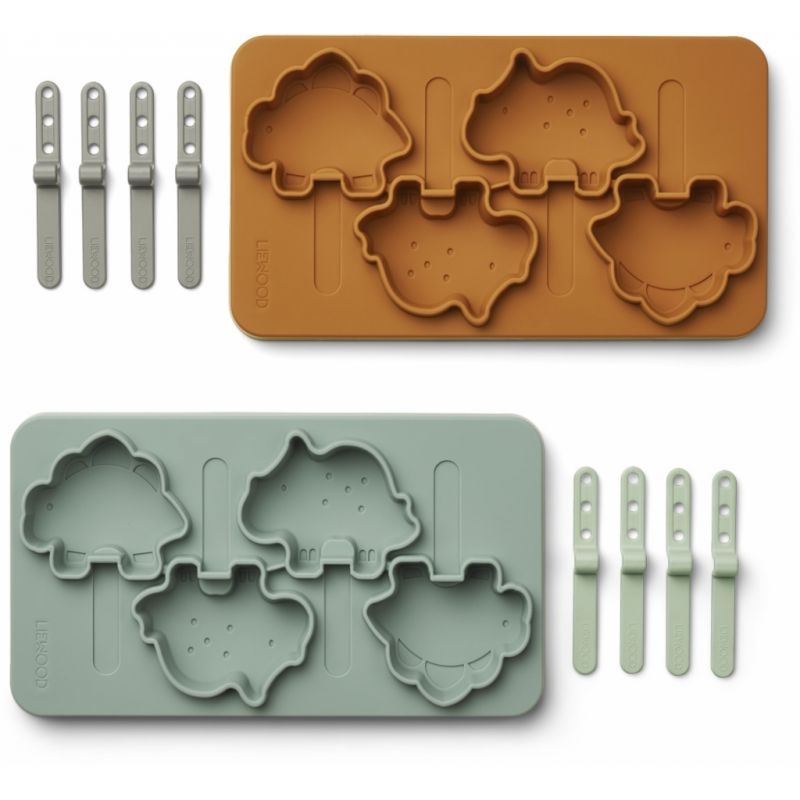 Moules à glace sucette Dino vert et moutarde par Liewood