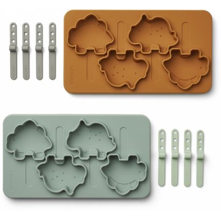 Moules à glace sucette Dino vert et moutarde par Liewood