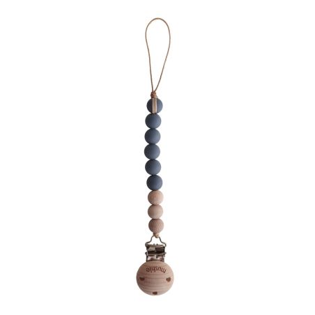 Attache tétine perles Bois et silicone | Gris fer - Mushie Attache tétine perles Bois et silicone | Gris fer - Mushie