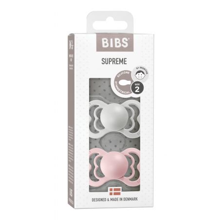 2 Tétines Bibs Supreme Taille 2 Gris brume et rose blossom par Bibs 2 Tétines Bibs Supreme Taille 2 Gris brume et rose blossom par Bibs