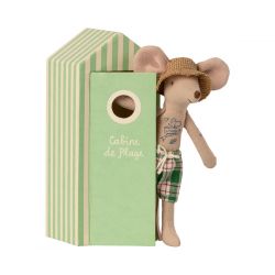 Papa souris à la cabine de plage