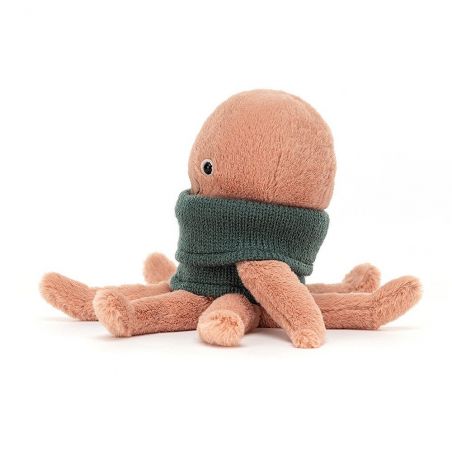 Pieuvre avec pull par Jellycat vue de côté Pieuvre avec pull par Jellycat vue de côté