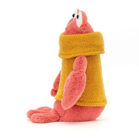 Homard avec pull par Jellycat vue de côté Homard avec pull par Jellycat vue de côté