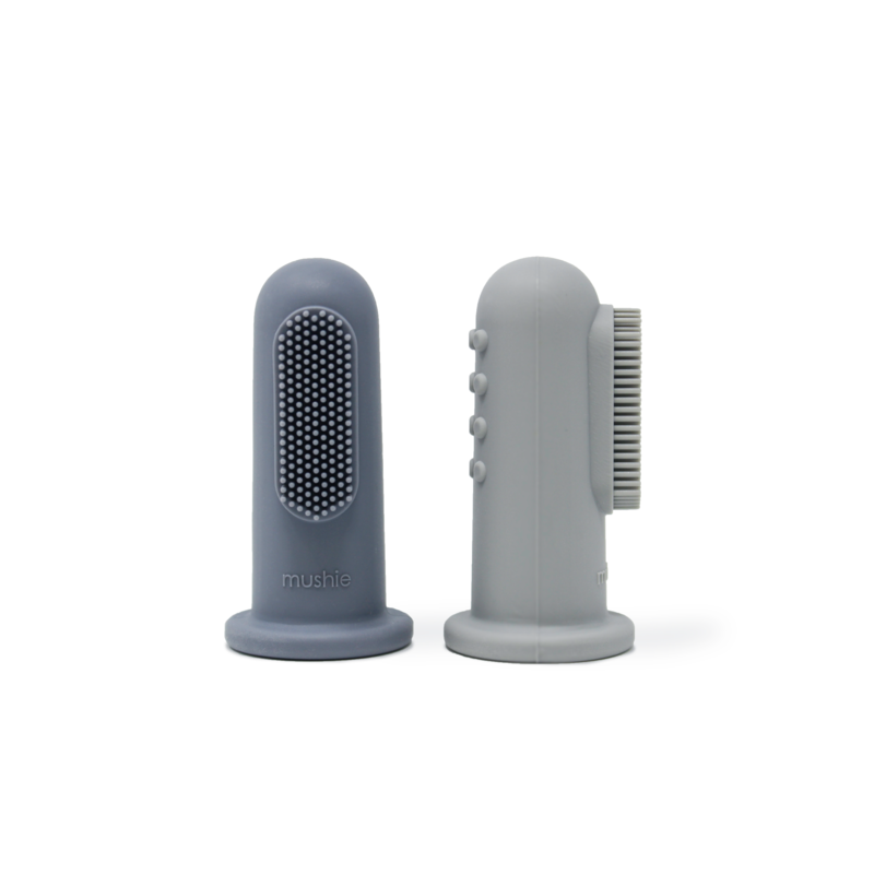 2 Brosses à dents à doigt | Bleu et Gris - Mushie