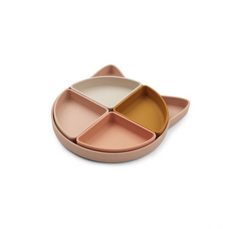 Assiette 4 compartiments Chat rose par Liewood