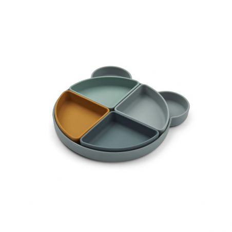 Assiette 4 compartiments Ours Bleu par Liewood Assiette 4 compartiments Ours Bleu par Liewood