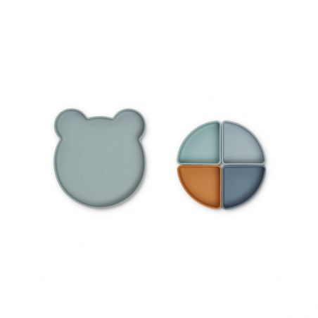 Assiette 4 compartiments Ours Bleu par Liewood Assiette 4 compartiments Ours Bleu par Liewood