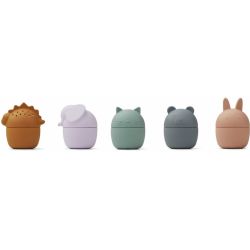 5 jouets pour le bain Multimix en silicone par Liewood
