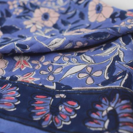 Foulard Paon 70 x 70 | Bleu roi - Little cecile Foulard Paon 70 x 70 | Bleu roi - Little cecile
