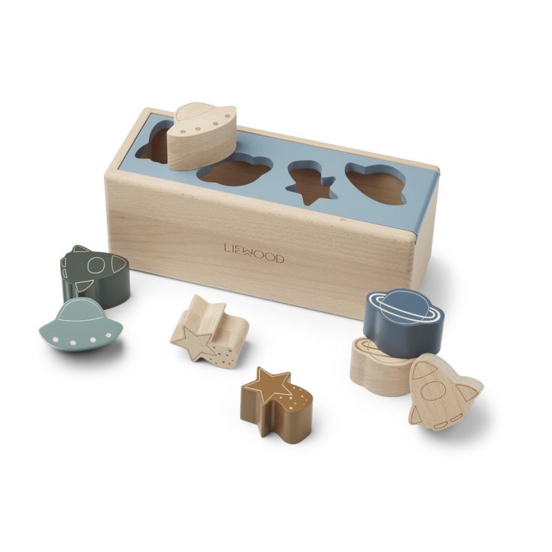 Boite à formes en bois | Espace Bleu clair