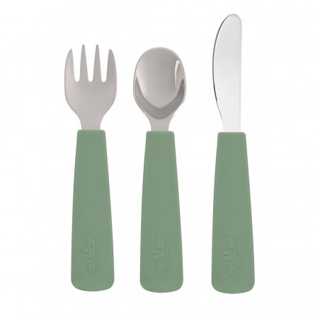 Couverts enfant en silicone | Vert - We Might Be Tiny