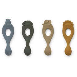 4 cuillères en silicone | Safari bleu mix