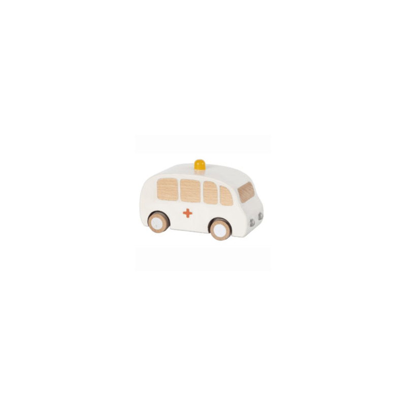 Ambulance en bois à friction | Blanc