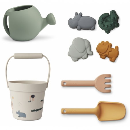 Set de plage en silicone avec arrosoir | Safari beige mix