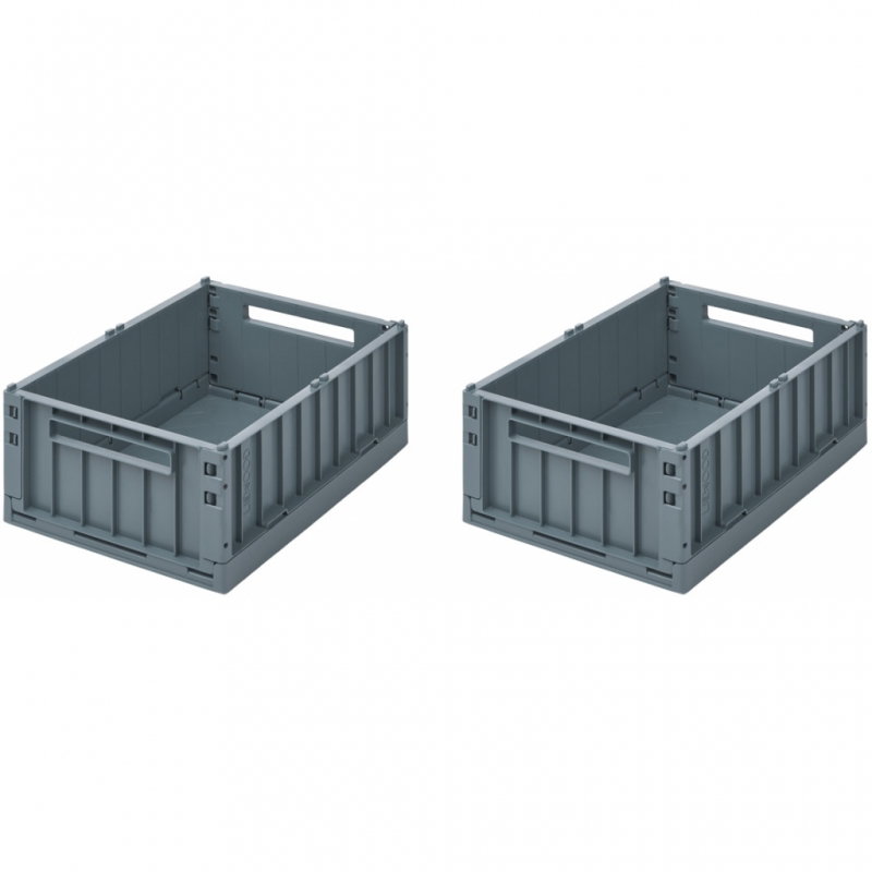 Lot de 2 caisses pliables Taille M | Bleu baleine