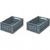 Lot de 2 caisses pliables Taille M | Bleu baleine