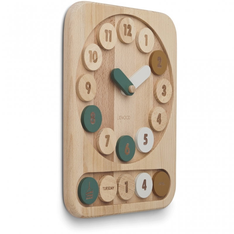 Horloge en bois d'apprentissage | Vert