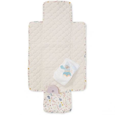 Matelas à langer déplié nomade feuilles roses par CamCam Copenhagen Matelas à langer déplié nomade feuilles roses par CamCam Copenhagen