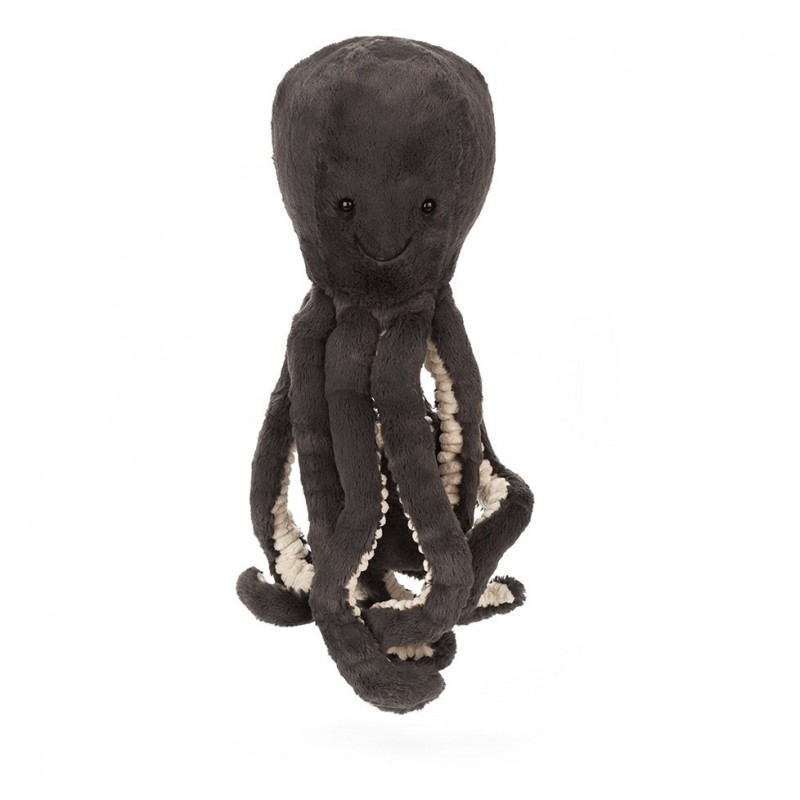 Pieuvre Inky noire 23 cm avec les tentacules détendues par Jellycat