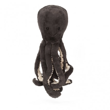 Pieuvre Inky noire 23 cm avec les tentacules détendues par Jellycat