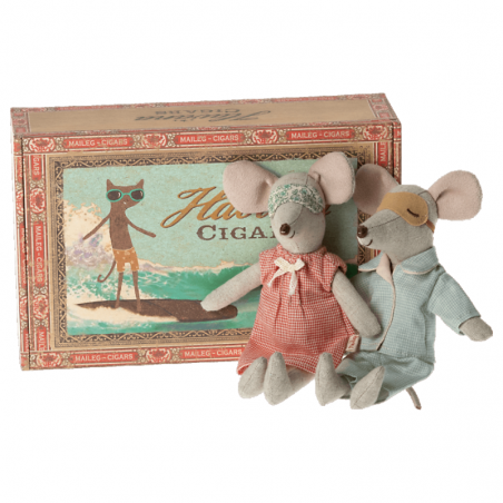 Papa et maman souris dans leur boite - Maileg