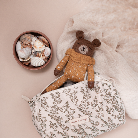 Doudou ourson | Pyjama ocre à pois - Main Sauvage Doudou ourson | Pyjama ocre à pois - Main Sauvage