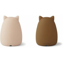 2 mini-veilleuses | Chats rose et caramel
