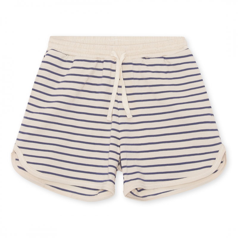 Short en coton bio | Rayures indigo