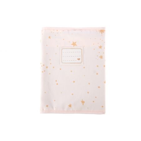 Protège cahier rose pâle étoiles Protège cahier rose pâle étoiles