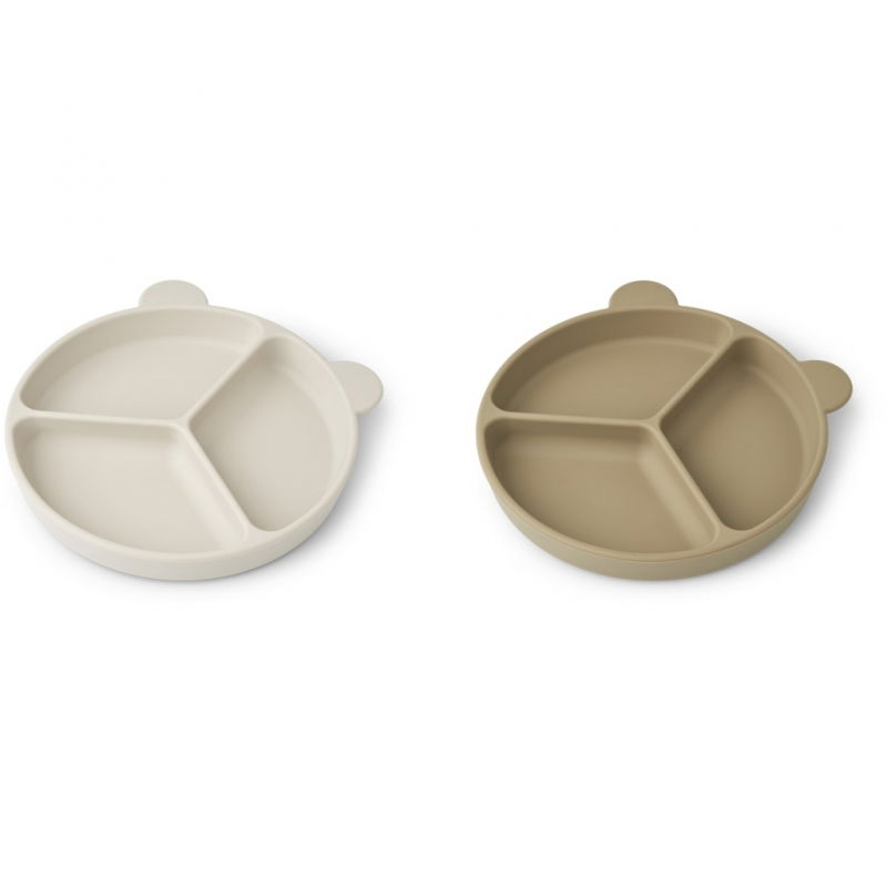 2 assiettes ventouses en silicone compartimentées | Sandy et avoine