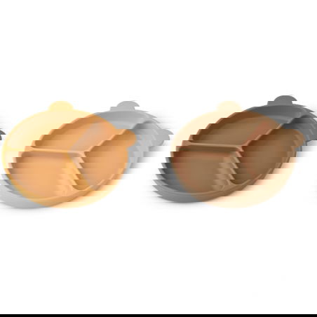 2 assiettes ventouses en silicone compartimentées | Moutarde et tuscany - Liewood 2 assiettes ventouses en silicone compartimentées | Moutarde et tuscany - Liewood
