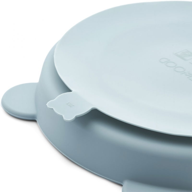 2 assiettes ventouses en silicone compartimentées | Bleu