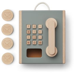Téléphone mural à pièces en bois | Vert