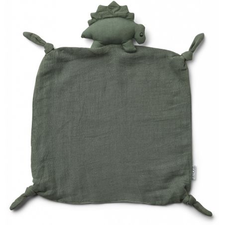 Doudou Lange Dino vert en coton bio Doudou Lange Dino vert en coton bio
