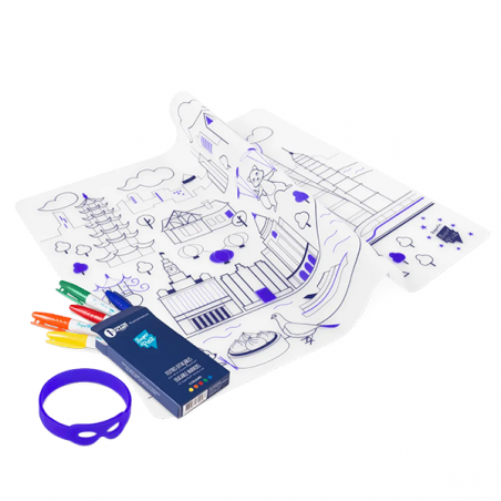 Set en silicone à colorier | Ville futuriste - Super Petit Set en silicone à colorier | Ville futuriste - Super Petit